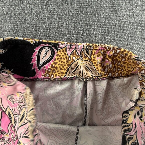 Bohemian Pink Black Paisley Floral Colorful Pants Women Soft Pull On Stretch XL - Picture 12 of 16